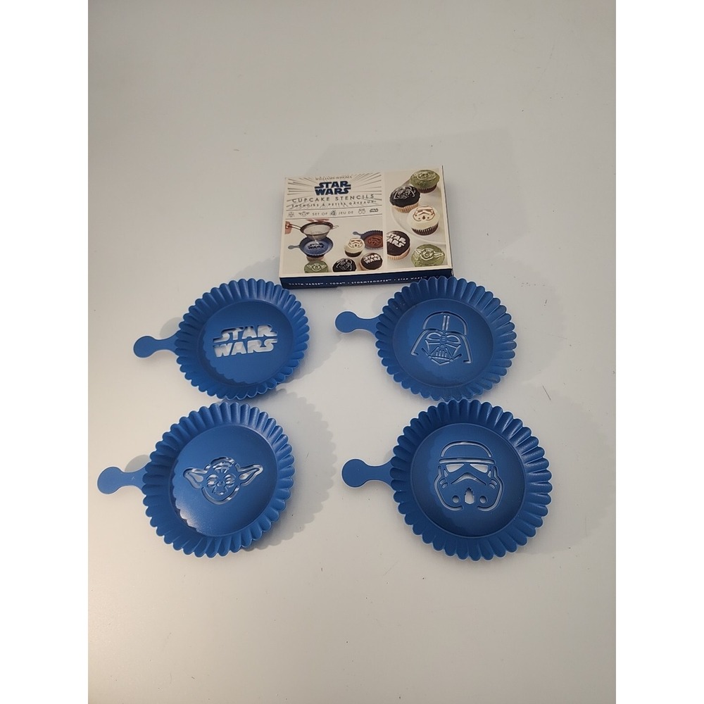Williams‎ and Sonoma Star Wars Cupcake Stencils Logo and 3 Characters Orig. Box